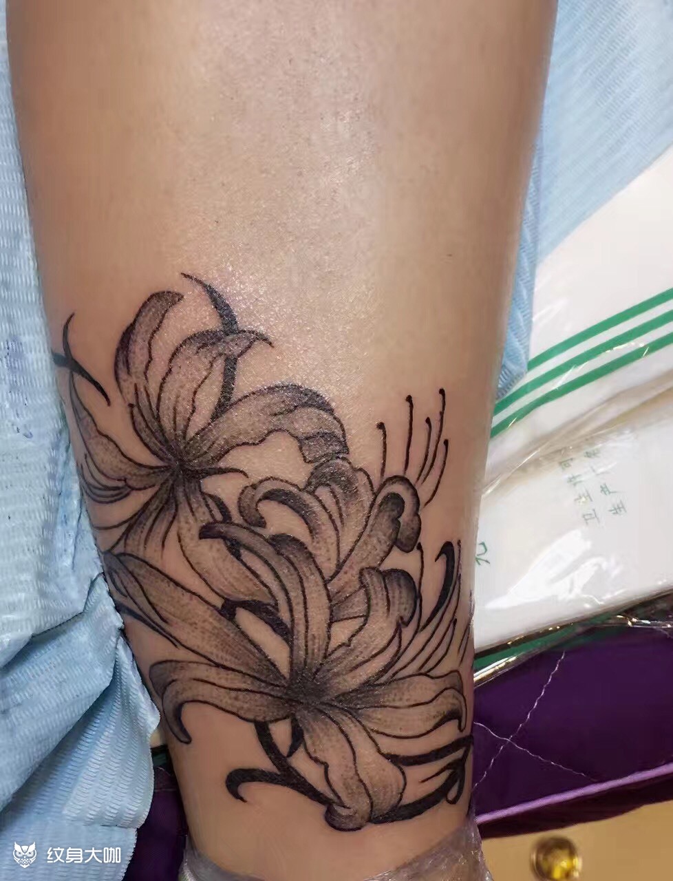 脚踝,彼岸花_纹身图案手稿图片_宇的纹身作品集