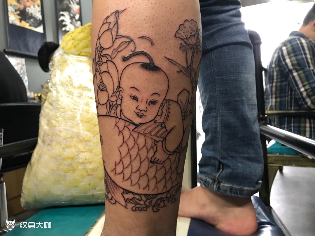 送财童子_纹身图案手稿图片_影子的纹身作品集