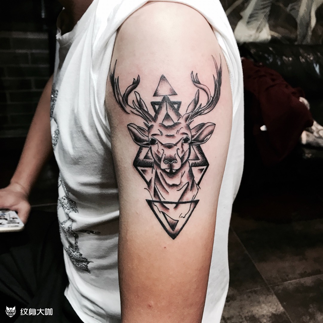 大臂麋鹿-_纹身图案手稿图片_8l的纹身作品集