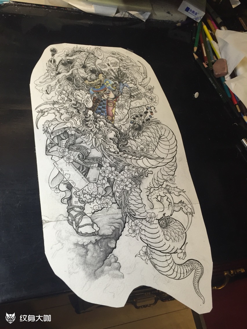 甲斐之虎·武田信玄_纹身图案手稿图片_大晖的纹身作品集