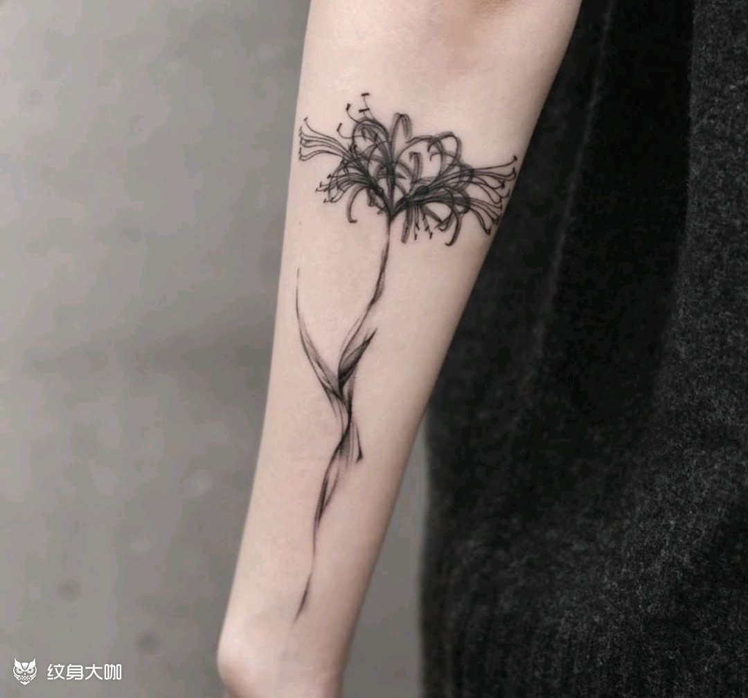 手臂彼岸花_纹身图案手稿图片_an_d的纹身作品集