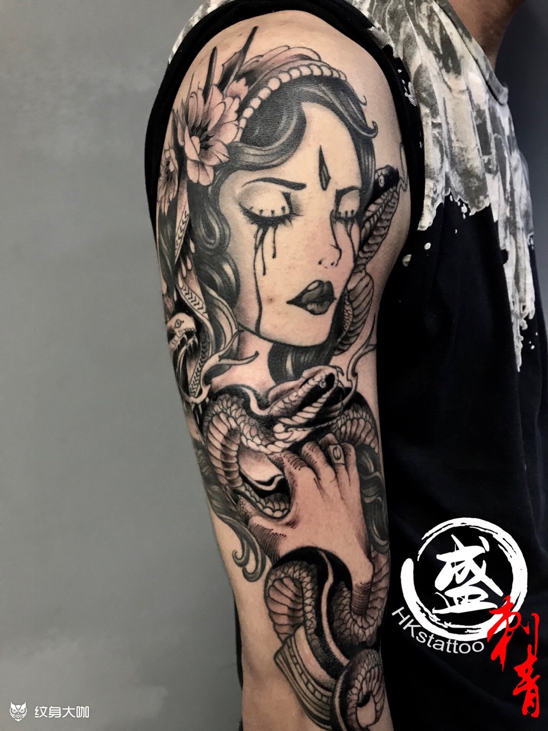 美杜莎_纹身图案手稿图片_陈斌斌的纹身作品集