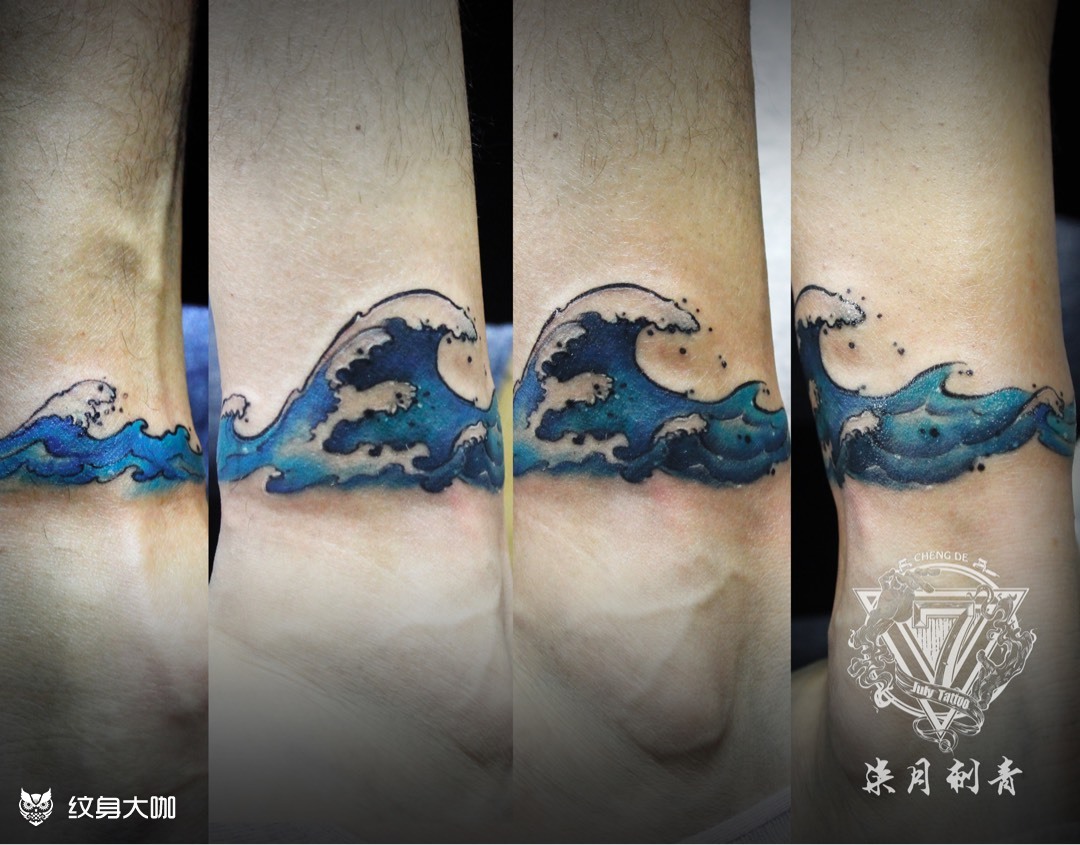 浪花脚环_纹身图案手稿图片_瑀-崔鹏博的纹身作品集