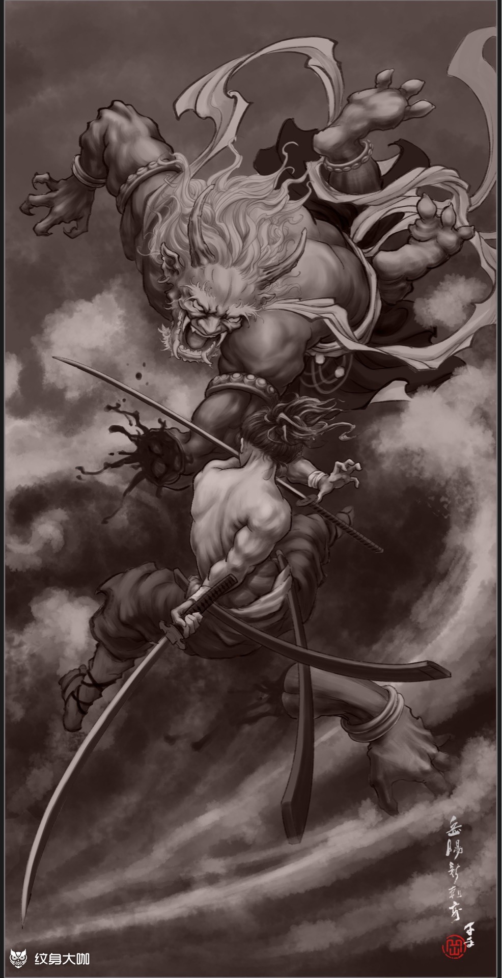 鬼切_纹身图案手稿图片_岳恒的纹身作品集