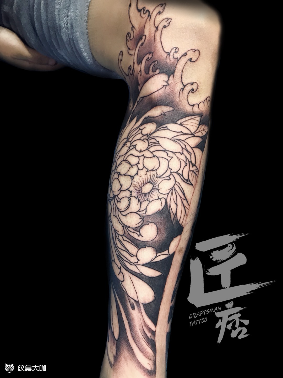菊花般若包小腿内侧菊花,外侧_纹身吧社区 - 纹身大咖