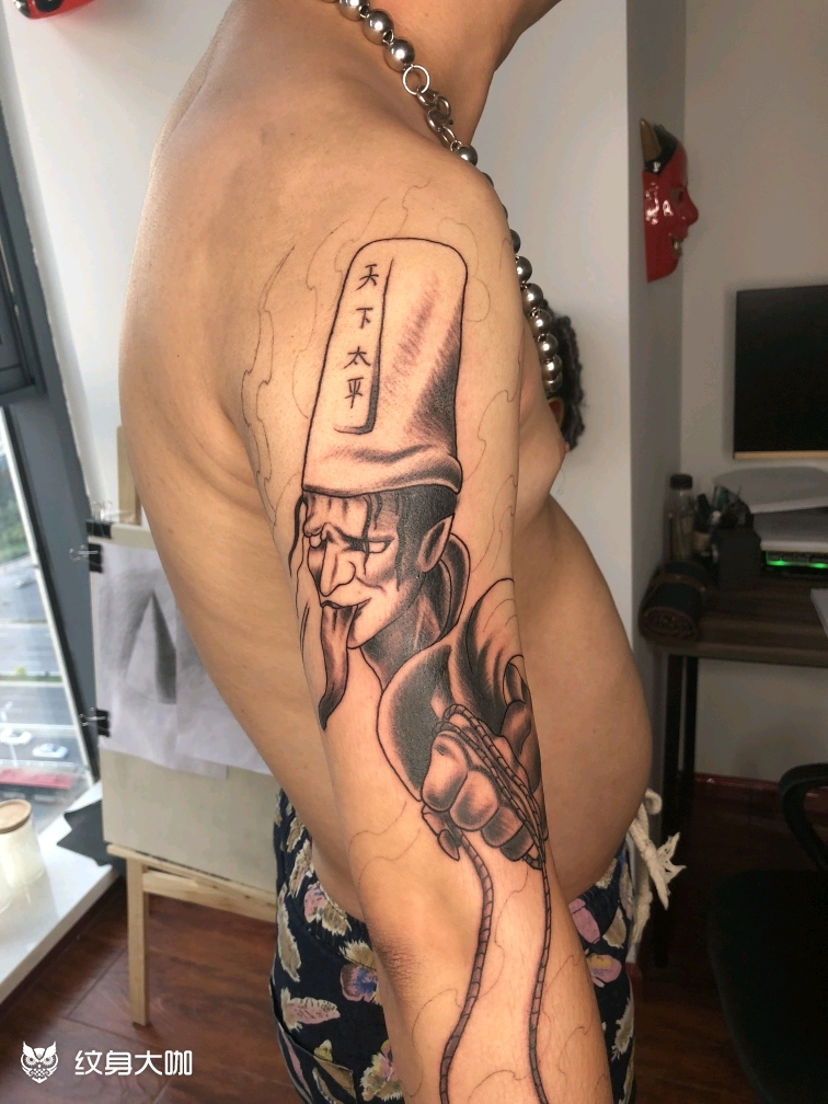 花臂——黑白无常(未完成)_纹身图案手稿图片_宇先生的纹身作品集