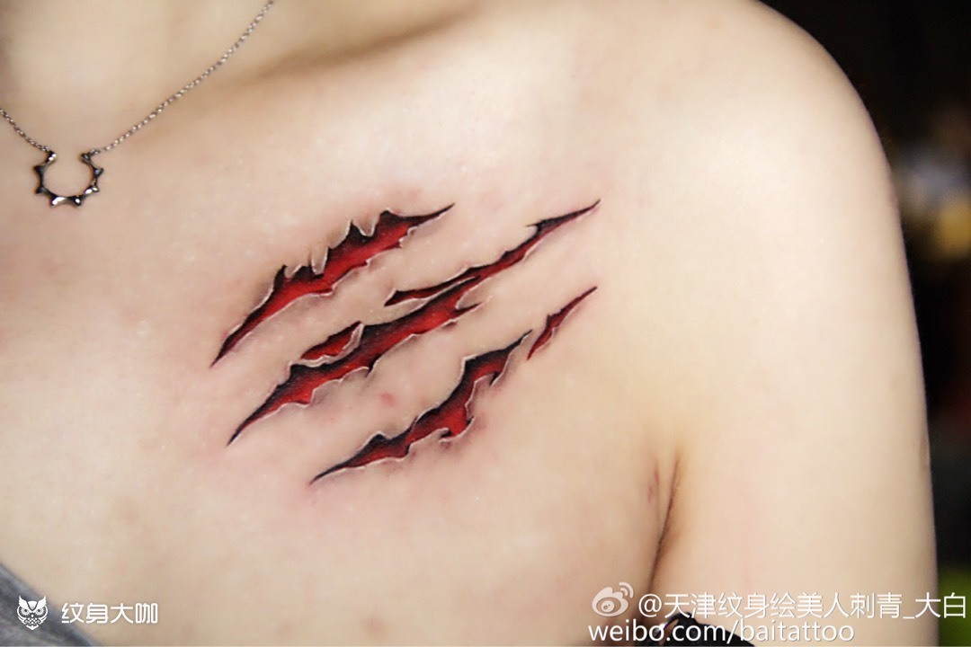 抓痕_纹身图案手稿图片_白强的纹身作品集