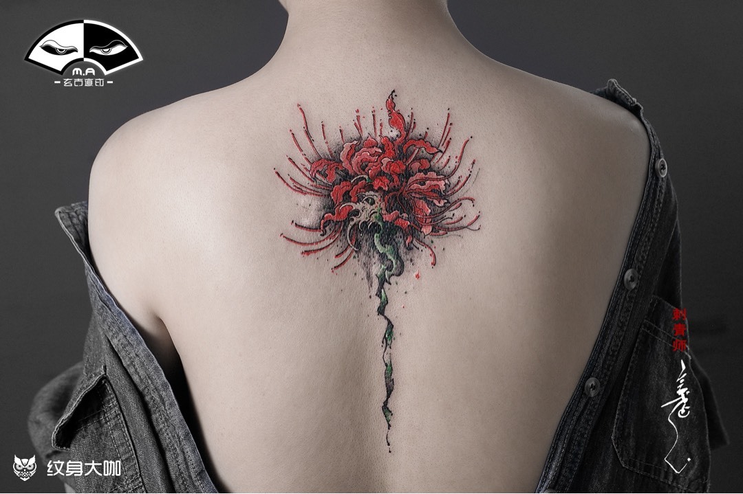 《曼珠沙华》_纹身图案手稿图片_玄古道印|之墨的纹身作品集