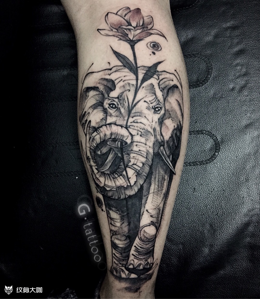 大象_纹身图案手稿图片_盖嘉怡的纹身作品集