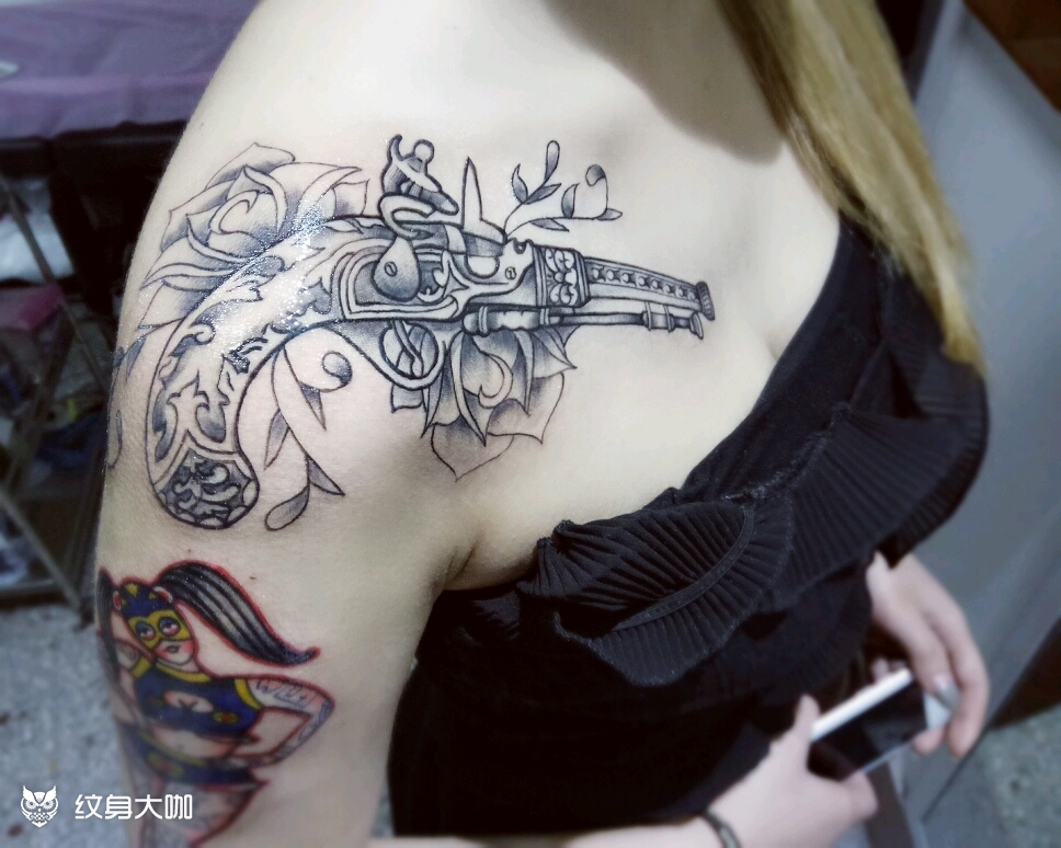 燧发枪_纹身图案手稿图片_纹艺刺青tattoo的纹身作品集