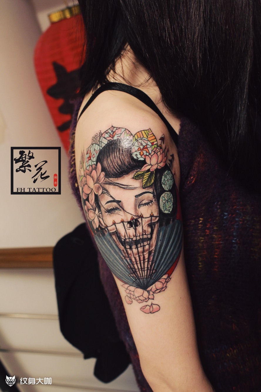 艺妓邪恶_纹身图案手稿图片_繁花·tattoo ·飞虎的纹身作品集