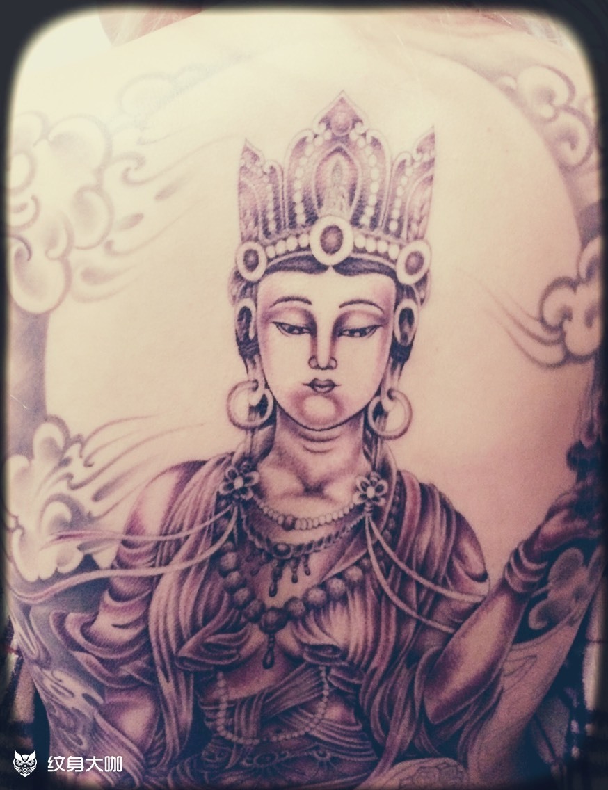 文殊菩萨_纹身图案手稿图片_张明的纹身作品集