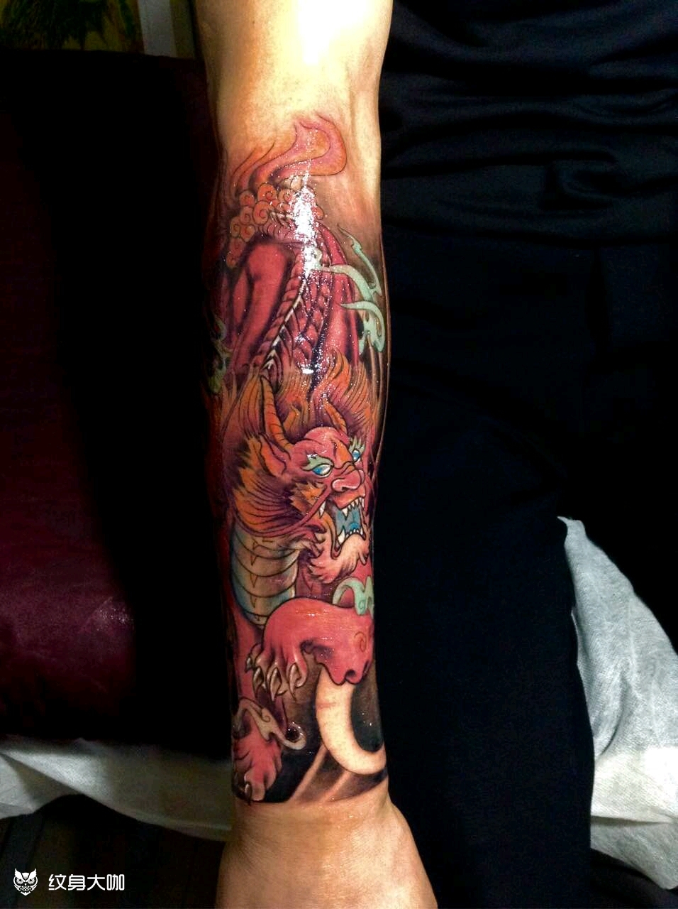 火麒麟半花臂_纹身图案手稿图片_吴政的纹身作品集