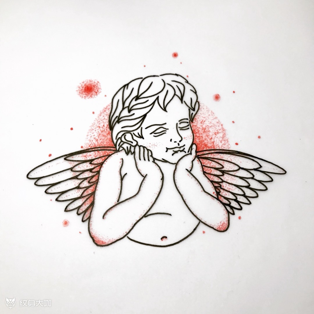 丘比特_纹身图案手稿图片_雯子的纹身作品集