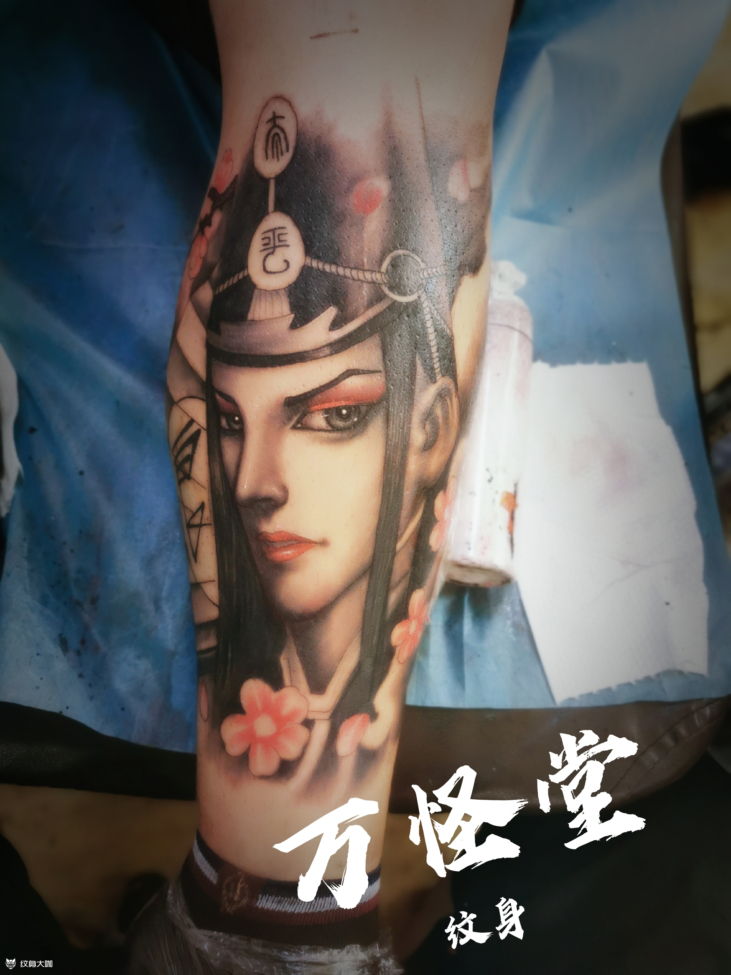 江湖不良人黑白无常小腿_纹身图案手稿图片_张惠铭的纹身作品集