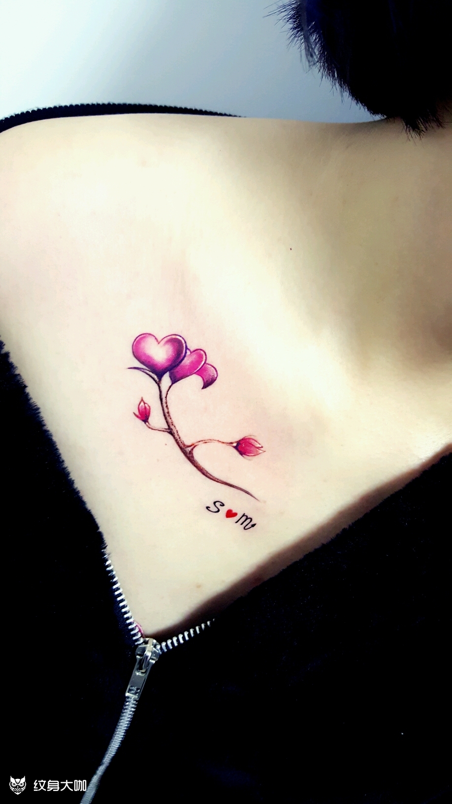 胸口小花_纹身图案手稿图片_马莉的纹身作品集