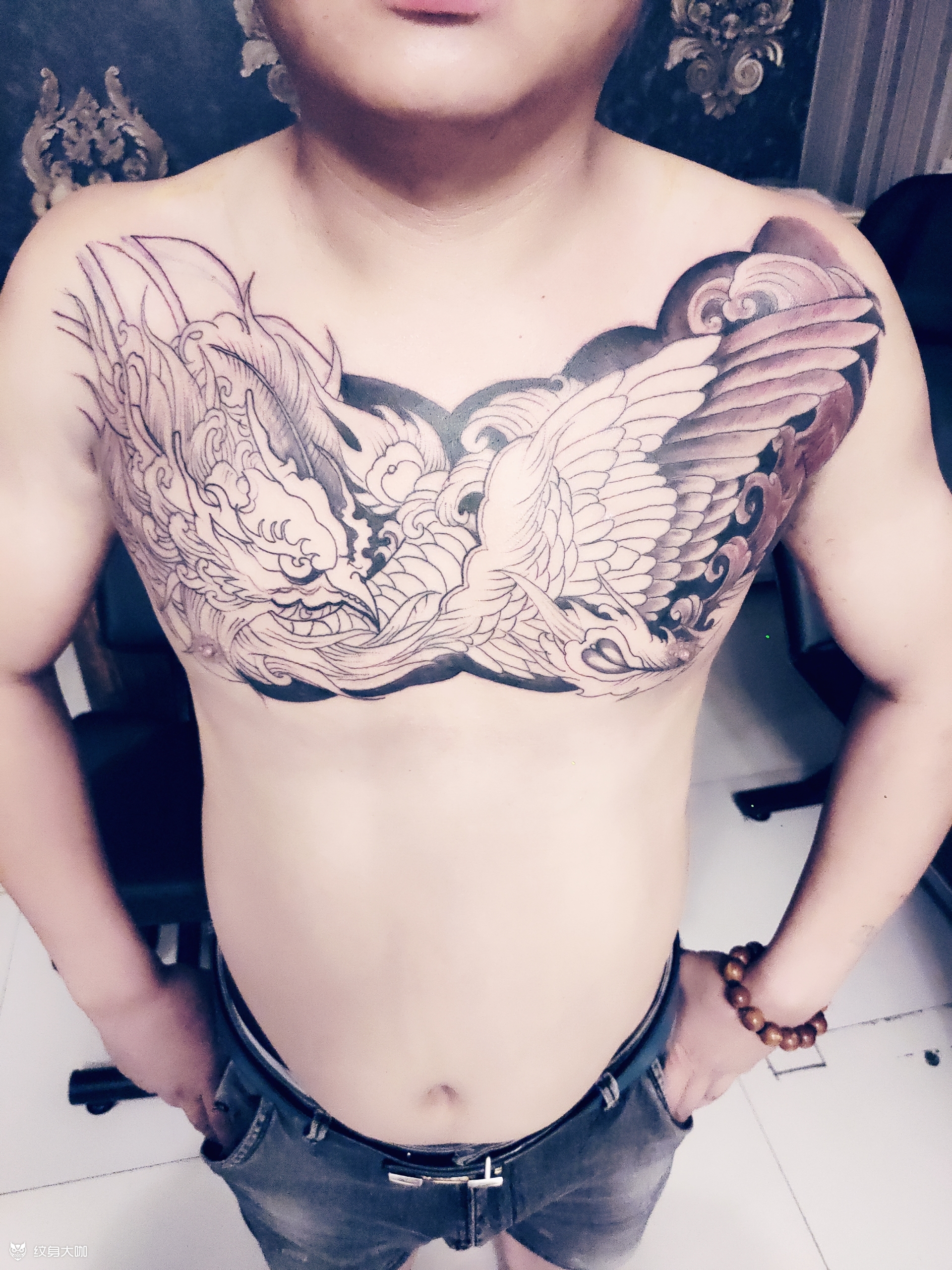 花胸未完成待续上色_纹身图案手稿图片_王志勇的纹身作品集