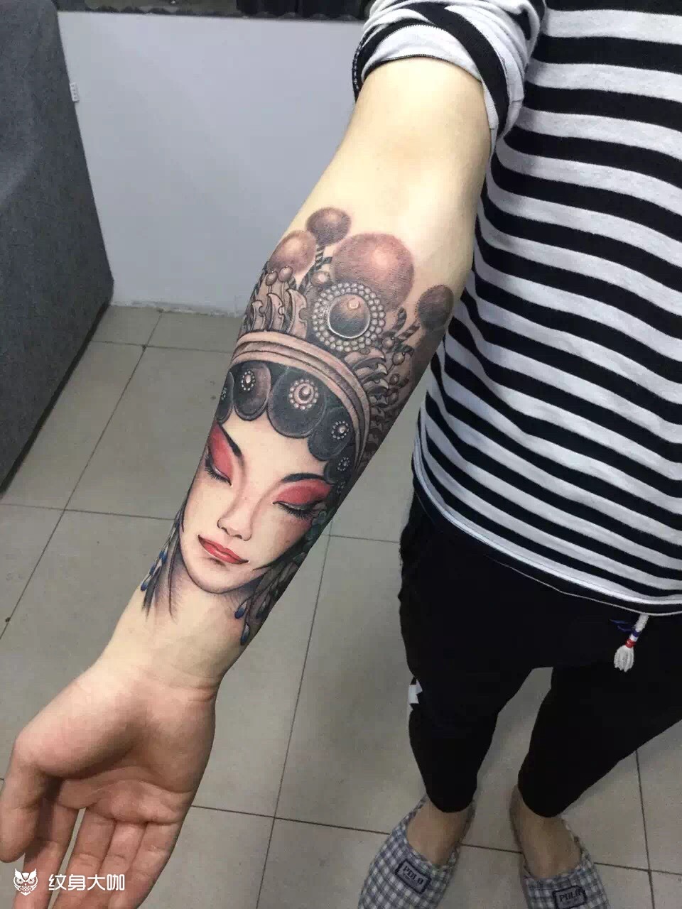 花旦牡丹包小臂_纹身图案手稿图片_勇tattoo的纹身作品集