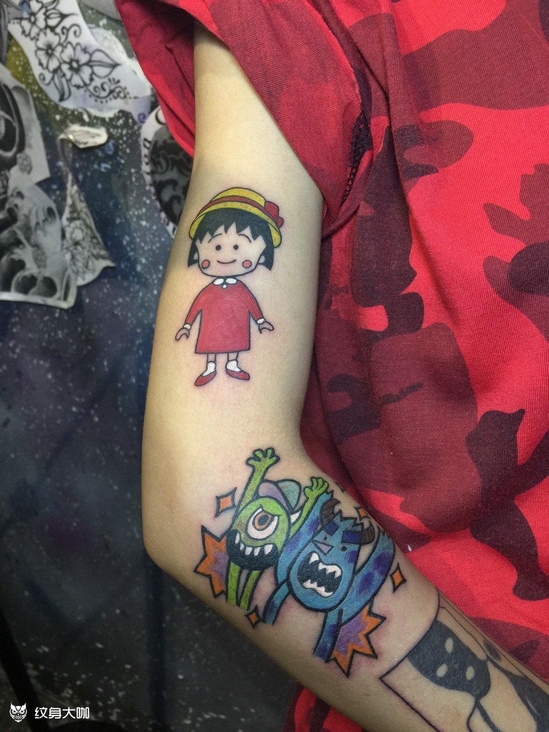 樱桃小丸子与怪兽_纹身图案手稿图片_庄子峰的纹身作品集