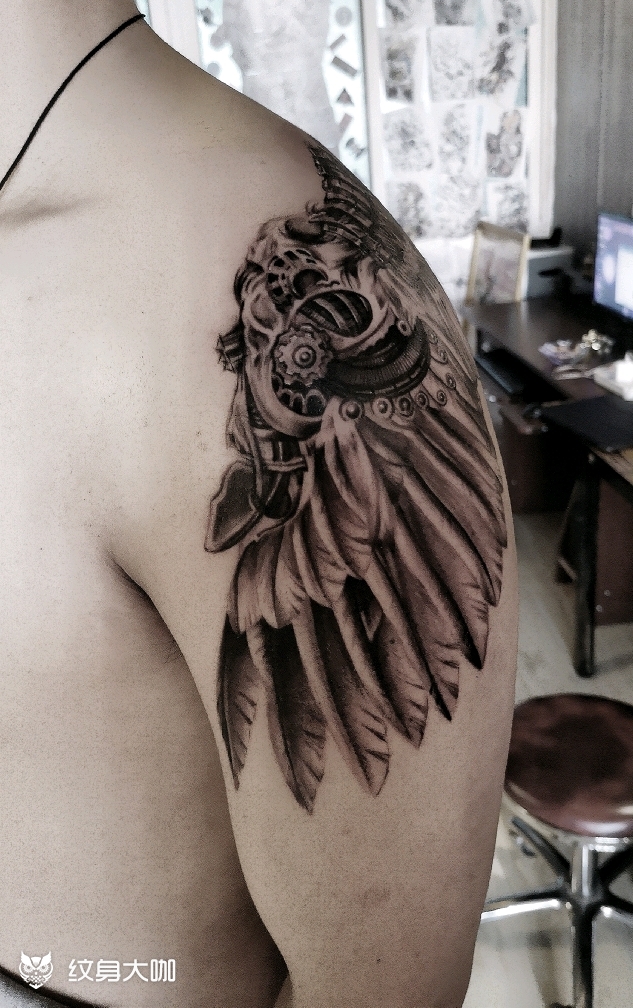 机械翅膀_纹身图案手稿图片_孙世飞的纹身作品集