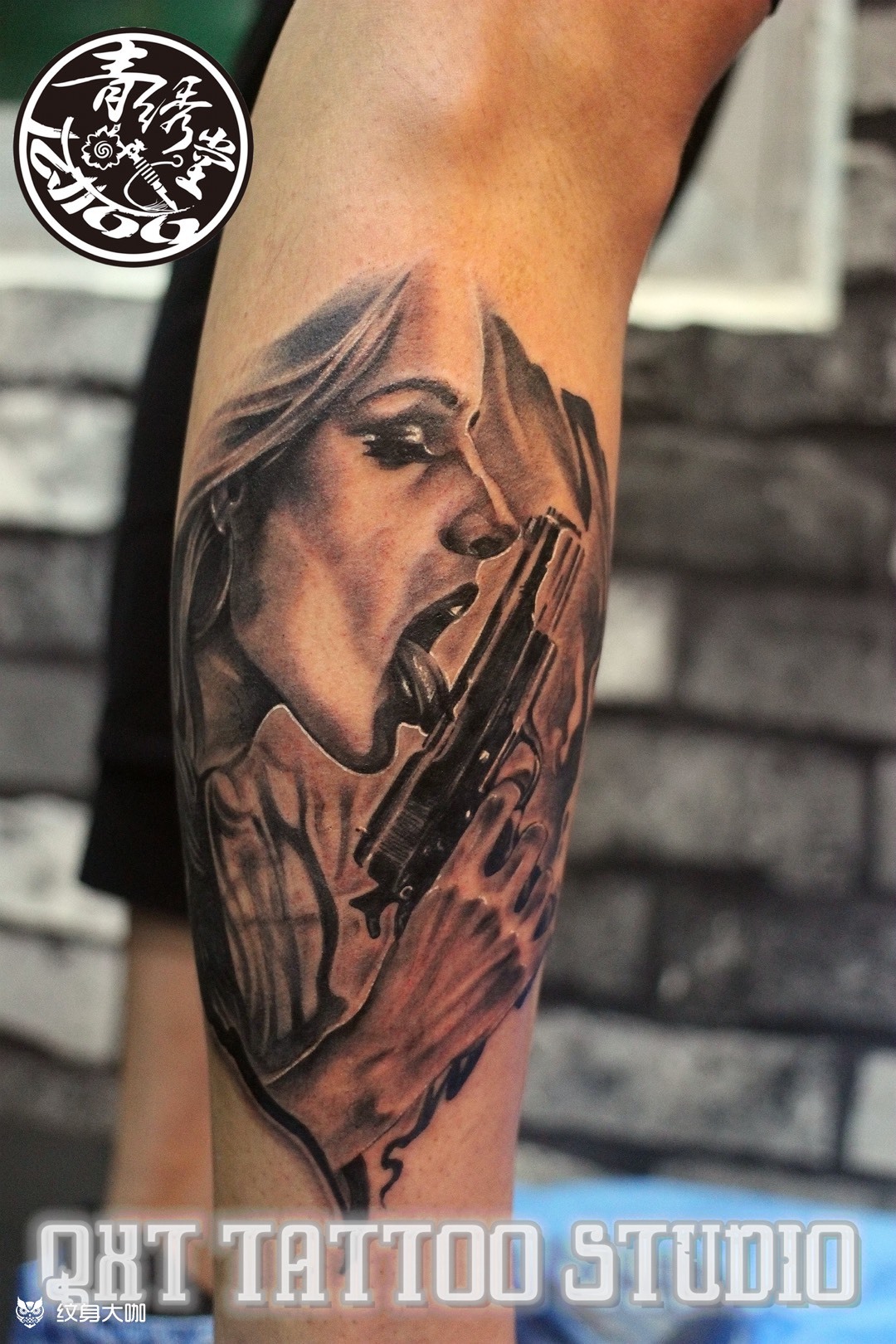 枪女_纹身图案手稿图片_青绣堂-小西的纹身作品集