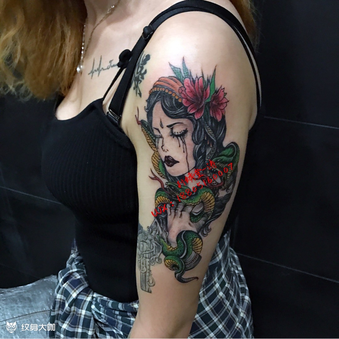 美杜莎女王_纹身图案手稿图片_程新涛的纹身作品集
