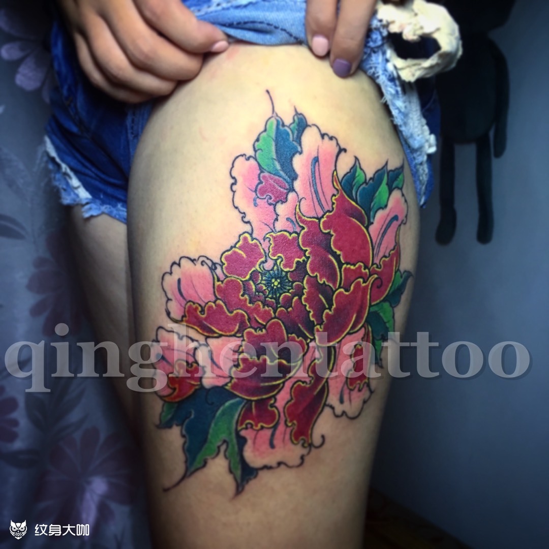 牡丹_纹身图案手稿图片_张汝恒的纹身作品集