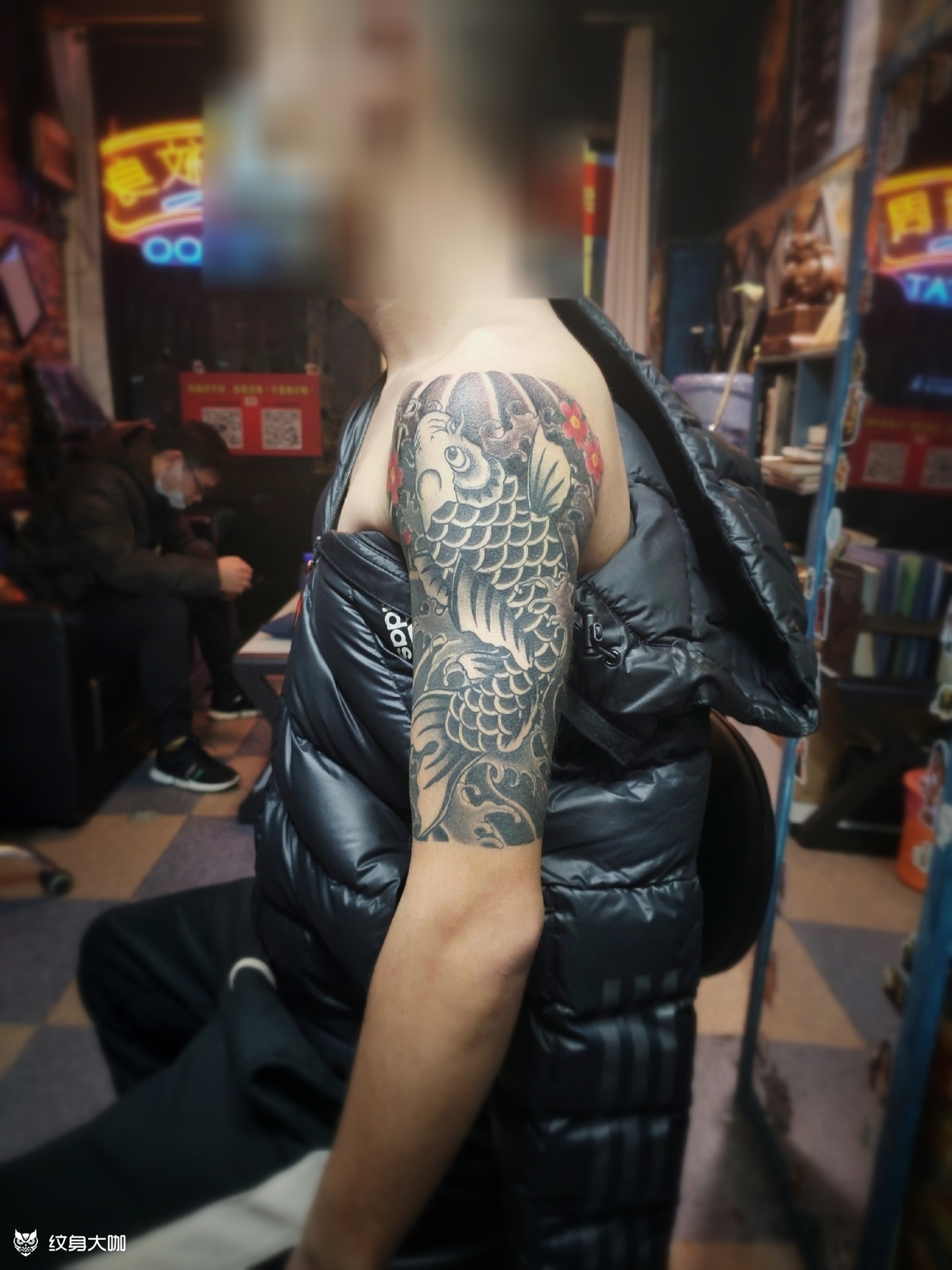 大臂老传统鲤鱼_纹身图案手稿图片_广州周贰的纹身作品集