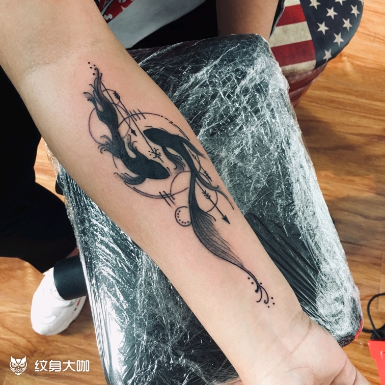 双鱼_纹身图案手稿图片_云鬼的纹身作品集