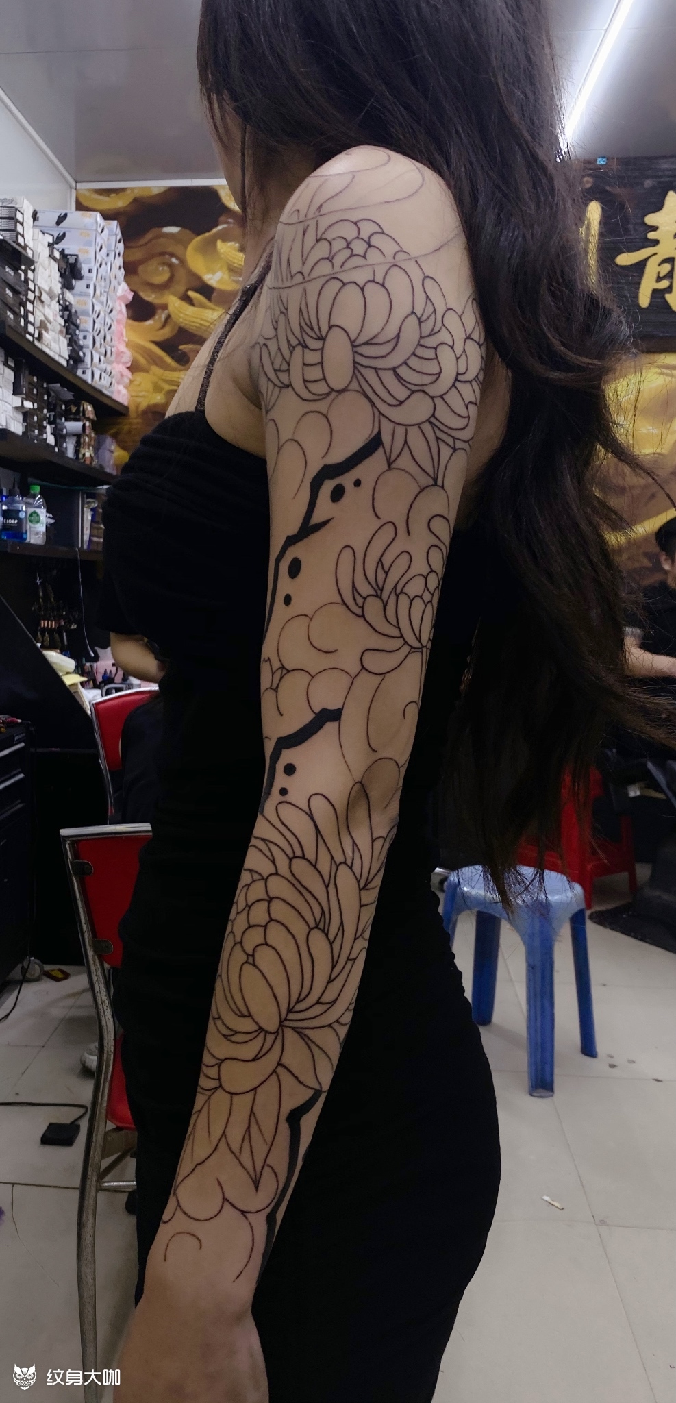 花臂线_纹身图案手稿图片_金建的纹身作品集