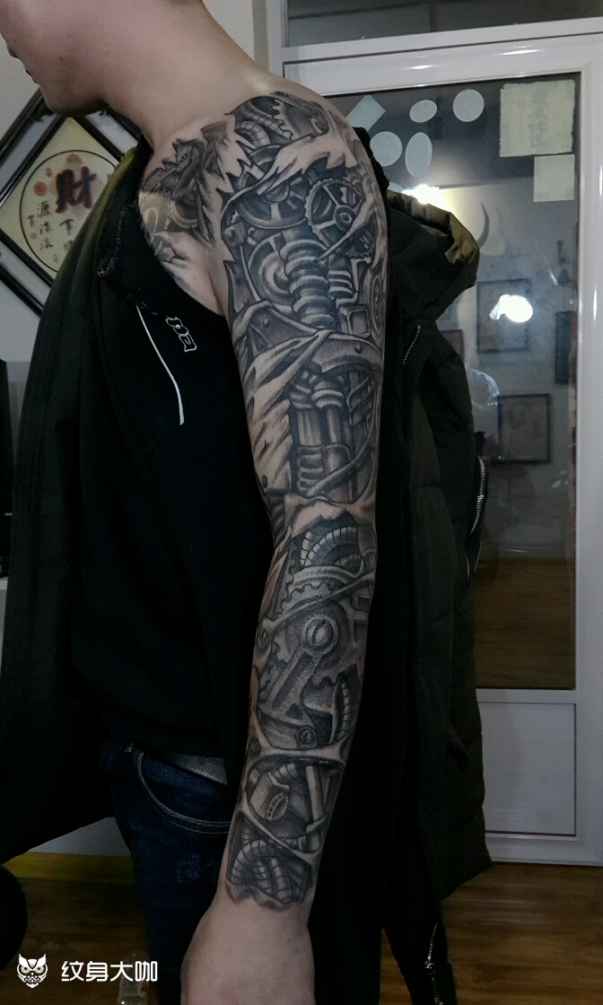 花臂,_纹身图案手稿图片_亮子的纹身作品集