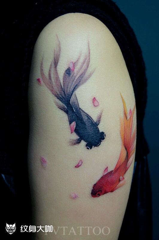 小清新金鱼纹身