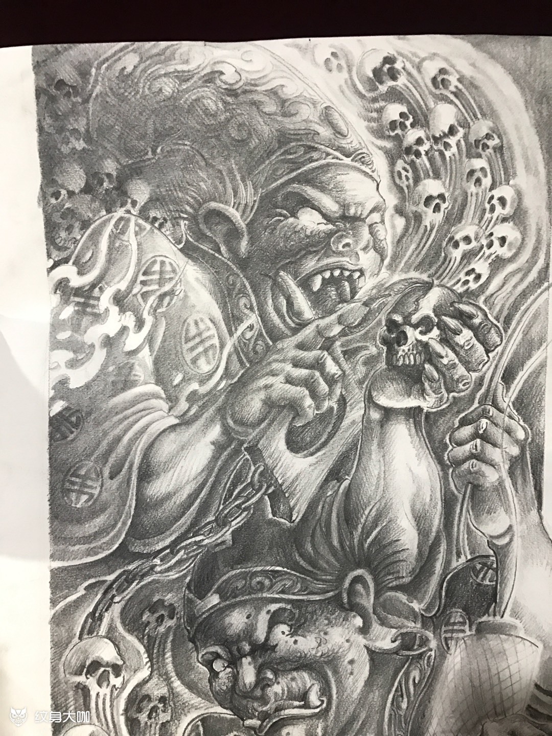 黑白无常包臂_纹身图案手稿图片_小明的纹身作品集