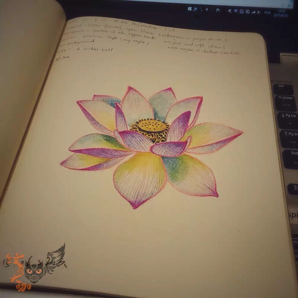 《青莲》_纹身图案手稿图片_张叔叔.的纹身作品集