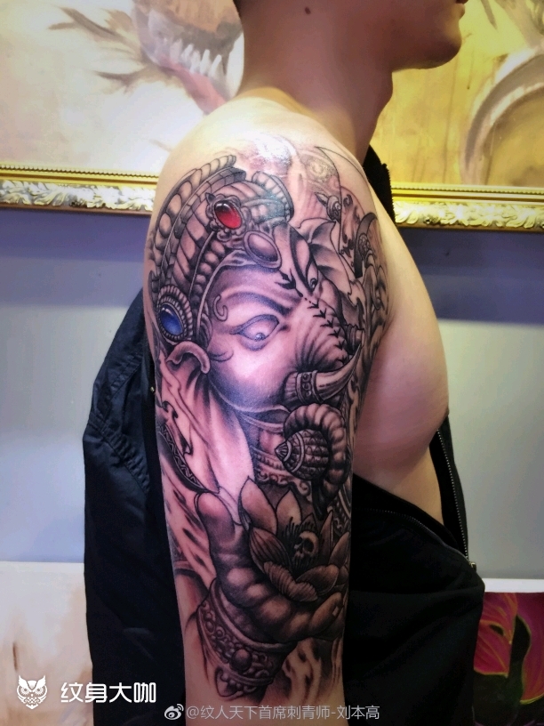 象神大臂纹身_纹身图案手稿图片_刺客的纹身作品集