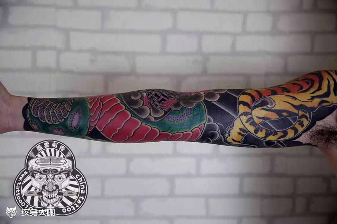 传统花臂小臂上的蛇代表自己,_纹身吧社区 - 纹身大咖