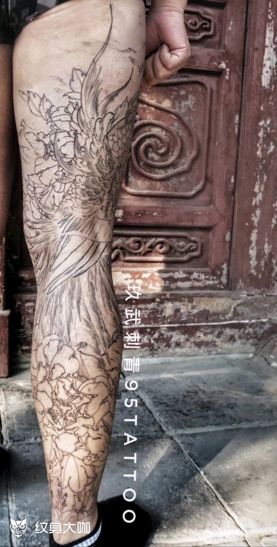 凤穿牡丹_纹身图案手稿图片_玖武的纹身作品集