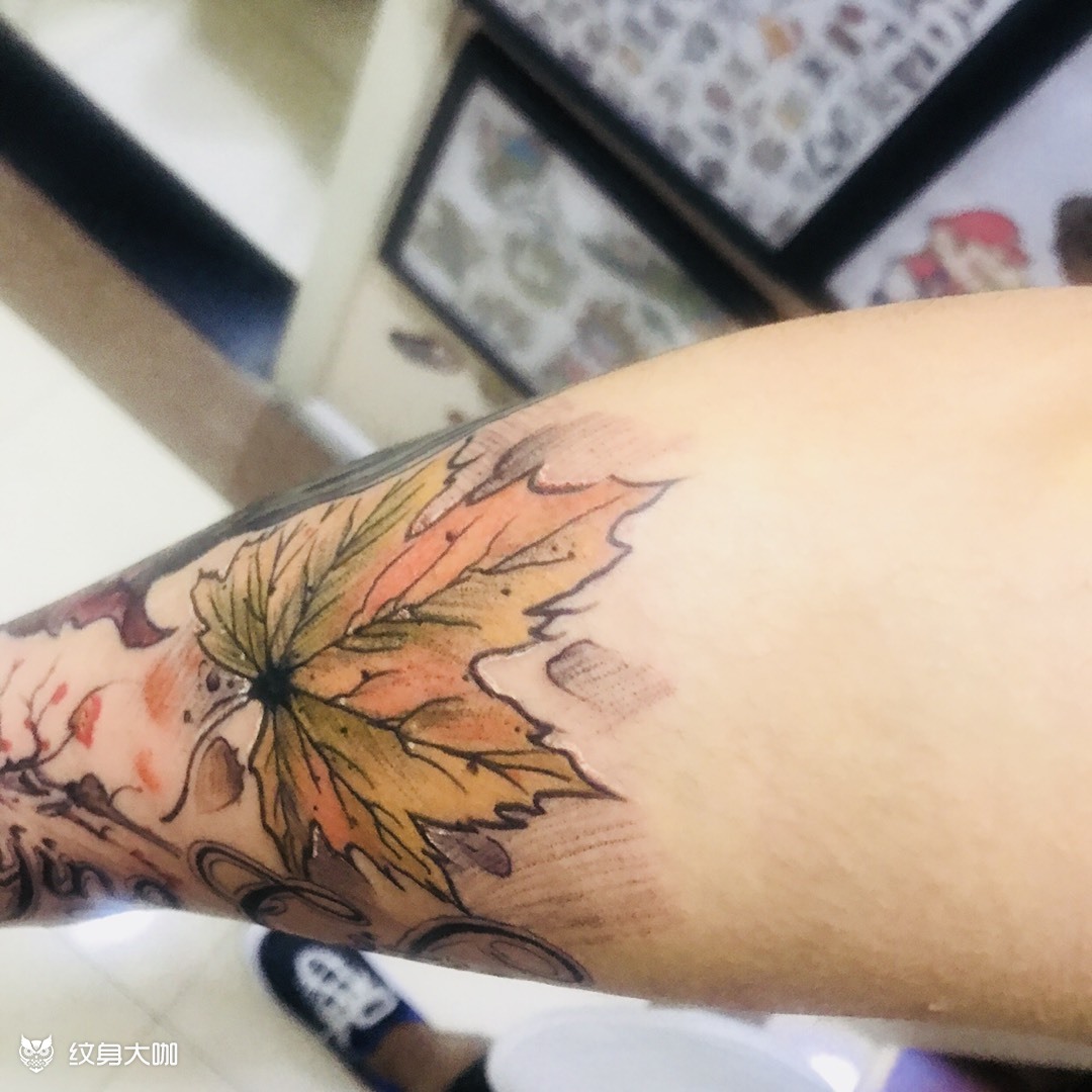 梧桐梅花南京元素_纹身图案手稿图片_老零的纹身作品集