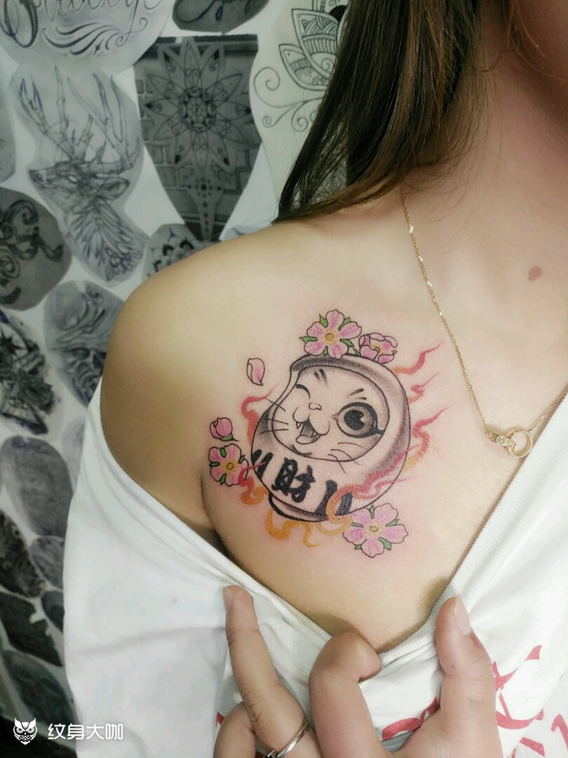 招财猫_纹身图案手稿图片_李智杰的纹身作品集