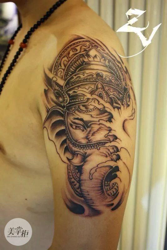 象财神_纹身图案手稿图片_张杨的纹身作品集