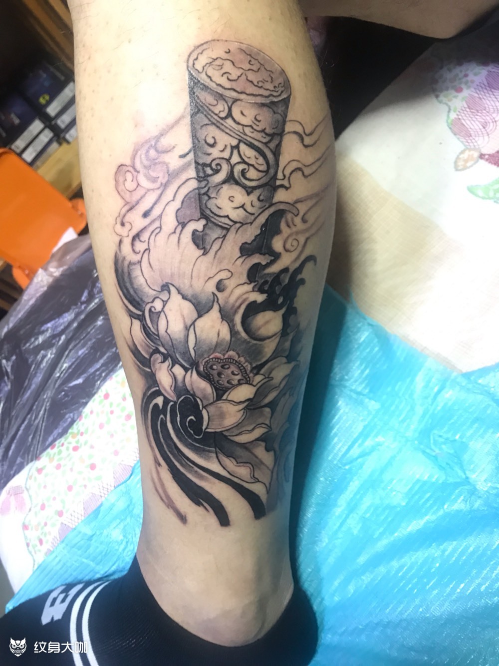 荷花浪金箍棒_纹身图案手稿图片_伟 刺 的纹身作品集