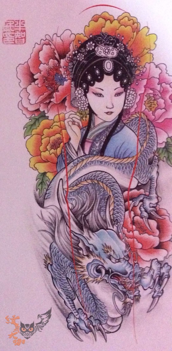 花臂,花胸手稿_纹身图案手稿图片_ 张思探的纹身作品集