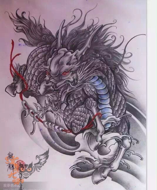 大臂麒麟_纹身图案手稿图片_杨阳的纹身作品集