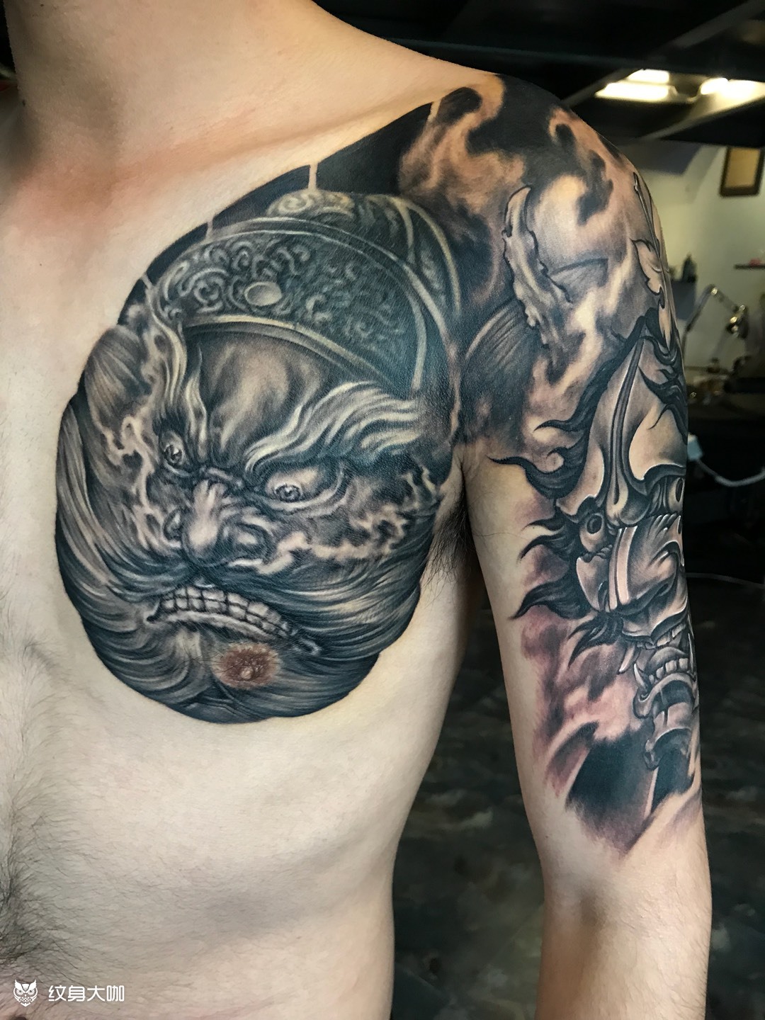 钟馗般若半胛遮盖_纹身图案手稿图片_瞳的纹身作品集