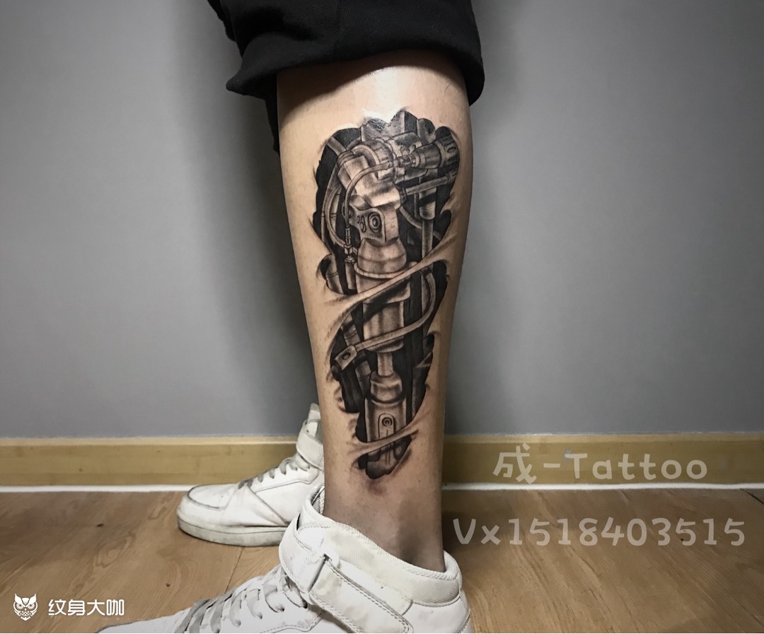 小腿机械图案_纹身图案手稿图片_成的纹身作品集
