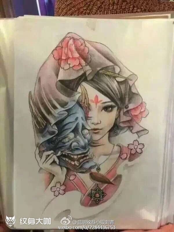 般若艺妓_纹身图案手稿图片_银师/school的纹身作品集