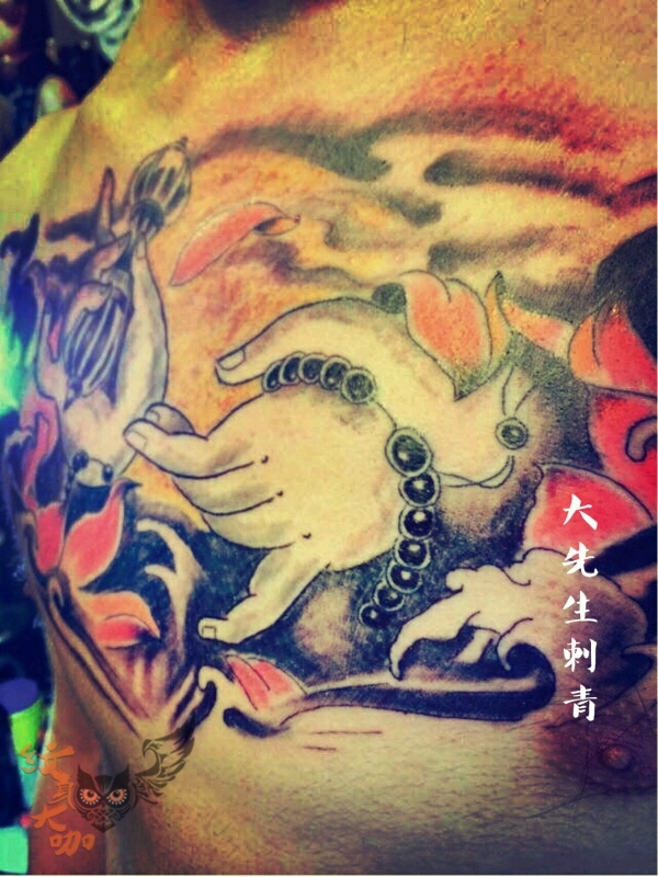 传统花胸_纹身图案手稿图片_无为工作室经理人will的纹身作品集