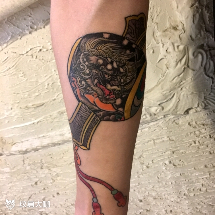 传统唐狮福锤_纹身图案手稿图片_青岚的纹身作品集