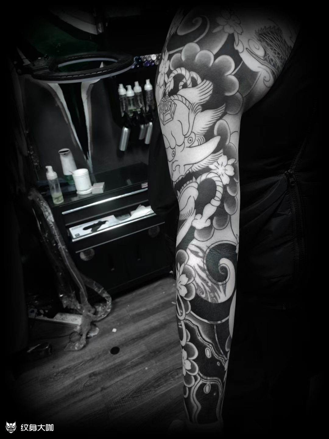 老传统天狗花臂_纹身图案手稿图片_陆无敌的纹身作品集