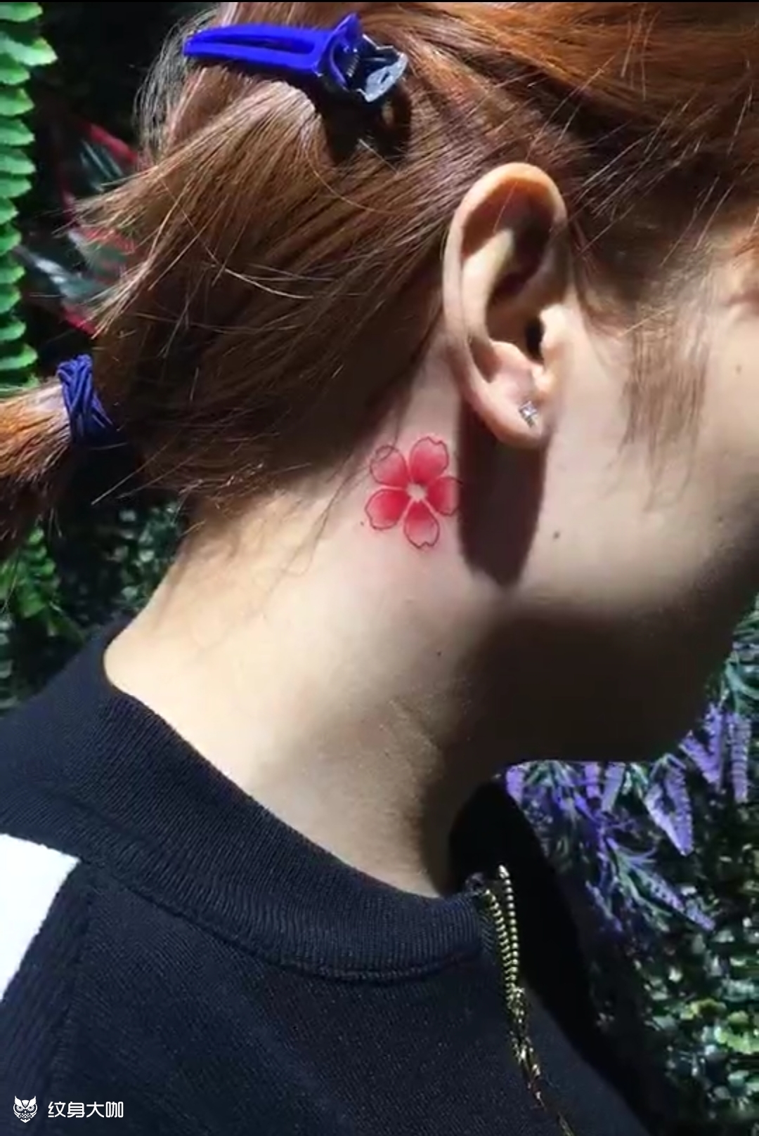 耳后樱花_纹身图案手稿图片_梁春峰的纹身作品集